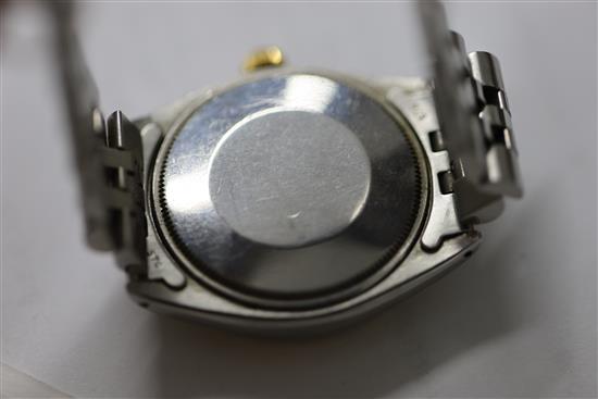 A gentlemans 1950s? stainless steel and gold Rolex Oyster Perpetual Air King wrist watch,